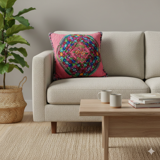 Up-cycled Maya Floral Huipil Textile Pillow Cover - Guatemala